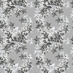 UFO military camouflage seamless pattern in beige and different shades of grey color