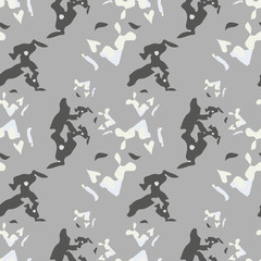 UFO military camouflage seamless pattern in beige and different shades of grey color