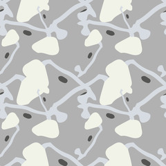 UFO military camouflage seamless pattern in beige and different shades of grey color