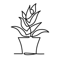 Continuous Line Drawing of Vector Aloe Vera logo icon for natural organic product package label. Isolated succulent one line leaf sign for cosmetic design