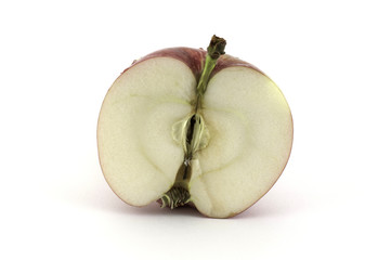 Red apple cut isolated on white