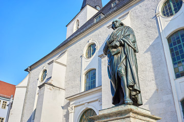 Sculpture of Herder - German philosopher, theologian and poet / The  sign says in German: Johann...