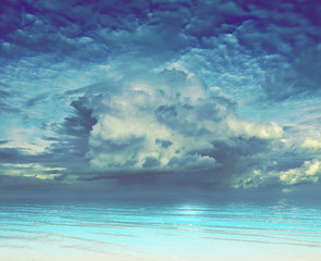 Seascape huge cloud over water