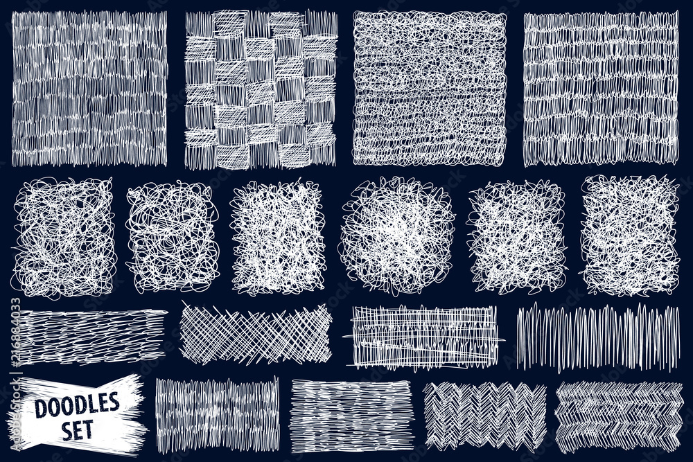 Poster doodles set. scribble collection. hand drawn effect vector. scrawl elements. notebook abstract drawi