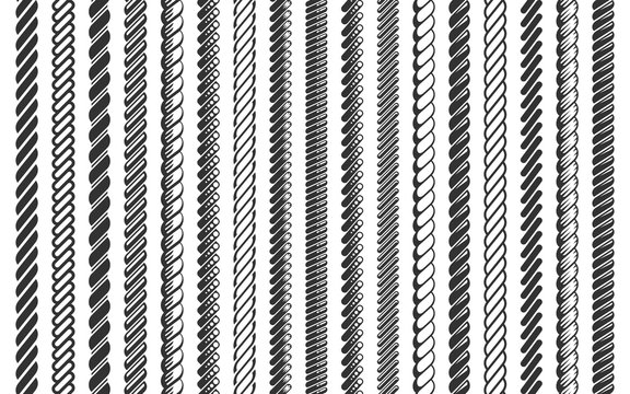 Rope Pattern Brush Set Vector Illustration