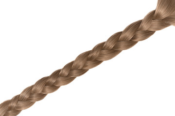 Braid made from brown hair, isolated over white