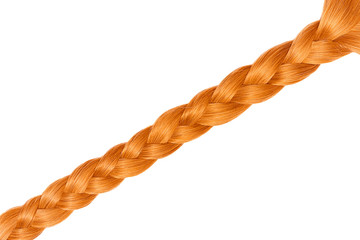 Braid made from red hair, isolated over white