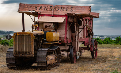 Caterpillar Old Tractor in a Field