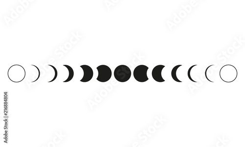 "Moon phases astronomy icon set Vector Illustration on the white