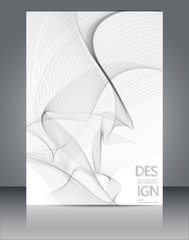 Abstract wavy lines background with grey & white colors, ideal for business, brochure cover designs.