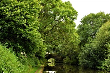 Birmingham and Fazeley Canal crossing England countryside