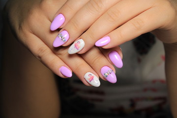 fashionable pink manicure