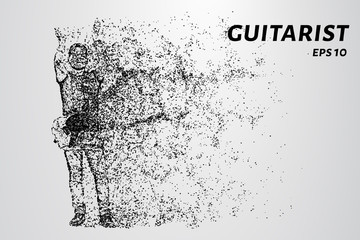Obraz na płótnie Canvas Guitarist applauds the audience. Particle guitarist.