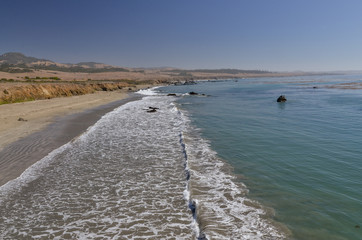 vast sand beach on the Pacific coast  San Simeon, San Luis Obispo county, California, USA
