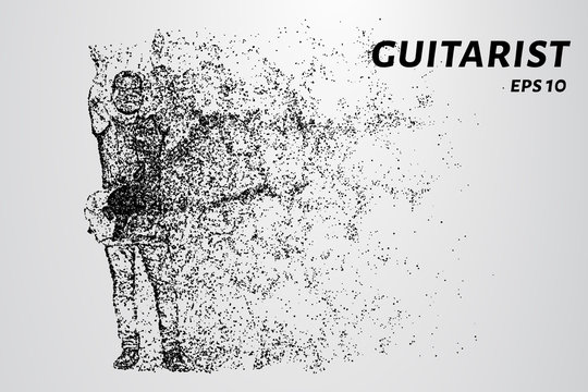 Guitarist applauds the audience. Particle guitarist.