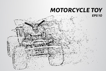 Children's Quad bike made of particles. Children's motorcycle consists of circles and dots.