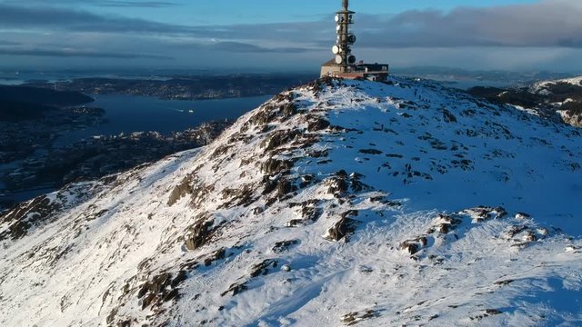 Ulriken in Bergen seen from a drone