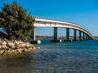 Bridge to island Vir over Adriatic sea, Zadar county, Croatia, Mediterranean