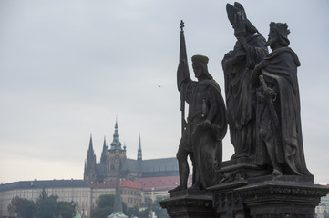 Fototapeta premium Statues on Charles Bridge in Prague