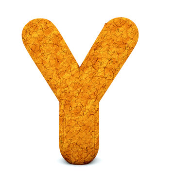 Letter Y, font soil drought cracked, dry mud alphabet, path save.