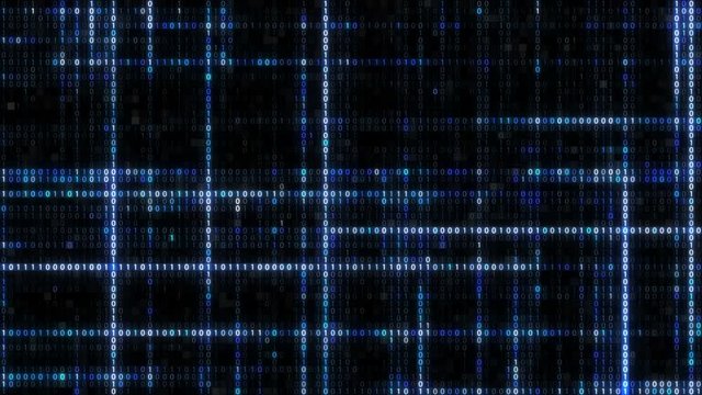 Abstract blue futuristic background of information technology binary digital data code seamless loop animation