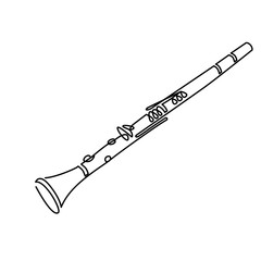 Clarinet line art drawing on white. vector illustration - obrazy, fototapety, plakaty