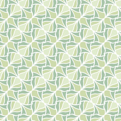 Vector Green Floral Art Nouveau Seamless Pattern. Geometric decorative leaves texture. Retro stylish background. 