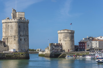 Beautiful view of old port in La Rochelle on sunny day