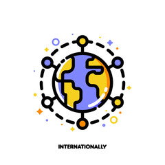 Icon of globe for international financial markets concept. Flat filled outline style. Pixel perfect 64x64. Editable stroke