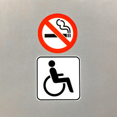 Sign for WC only for disabled. Not allowed smoking