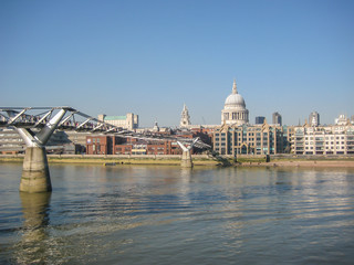 View of the banks of the River Thames, in London, UK