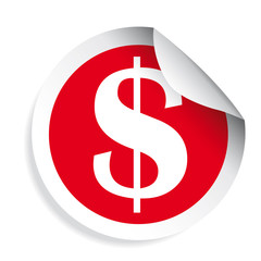 US Dollar sign sticker label