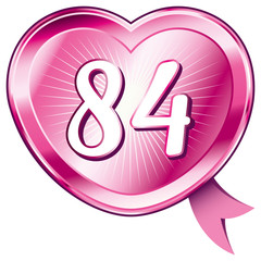 Pink shiny heart and number 84.