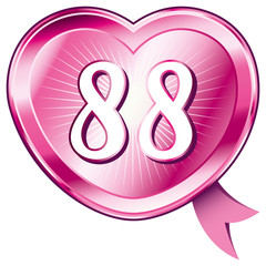 Obraz premium Pink shiny heart and number 88.