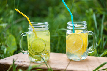Refreshing lemonade with lemon and lime. Lifestyle