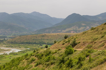 Fototapeta na wymiar Scenic landscape view in Albanian mountain, Lure