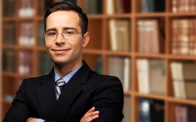 Fototapeta premium Portrait of mature business man in library
