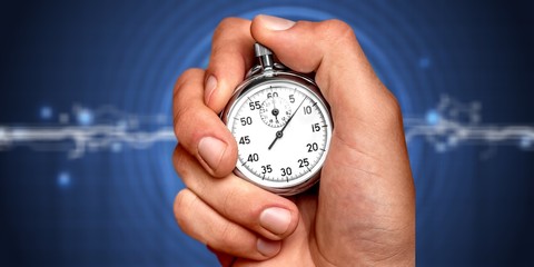 Close-up Stopwatch in Human Hand, Timer