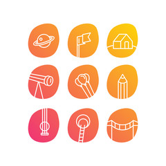 icons on the theme of summer holidays for children