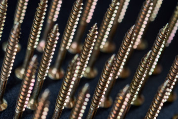 screws on a black background