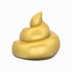 3D illustration gold poop shit