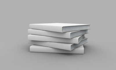 Hardback book cover mockup. White book on a grey background. 3D Rendering
