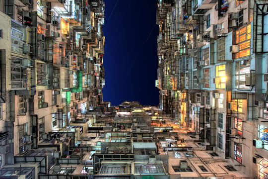 Old Colorful Apartments in Hong Kong