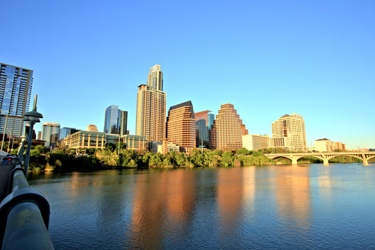 Austin Downtown Skyline At Sunset