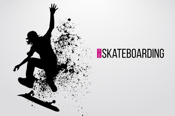Fototapeta na wymiar Silhouette of a skateboarder. Vector illustration