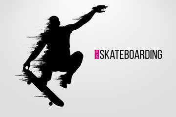 Silhouette of a skateboarder. Vector illustration