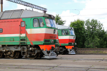 Obraz premium passenger locomotives in the parking lot