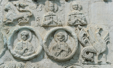 Ancient carving on the white stone