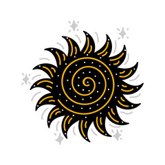 Cosmos print. Black vector illustration. Nursery poster