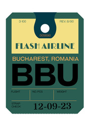 Bucharest airport luggage tag